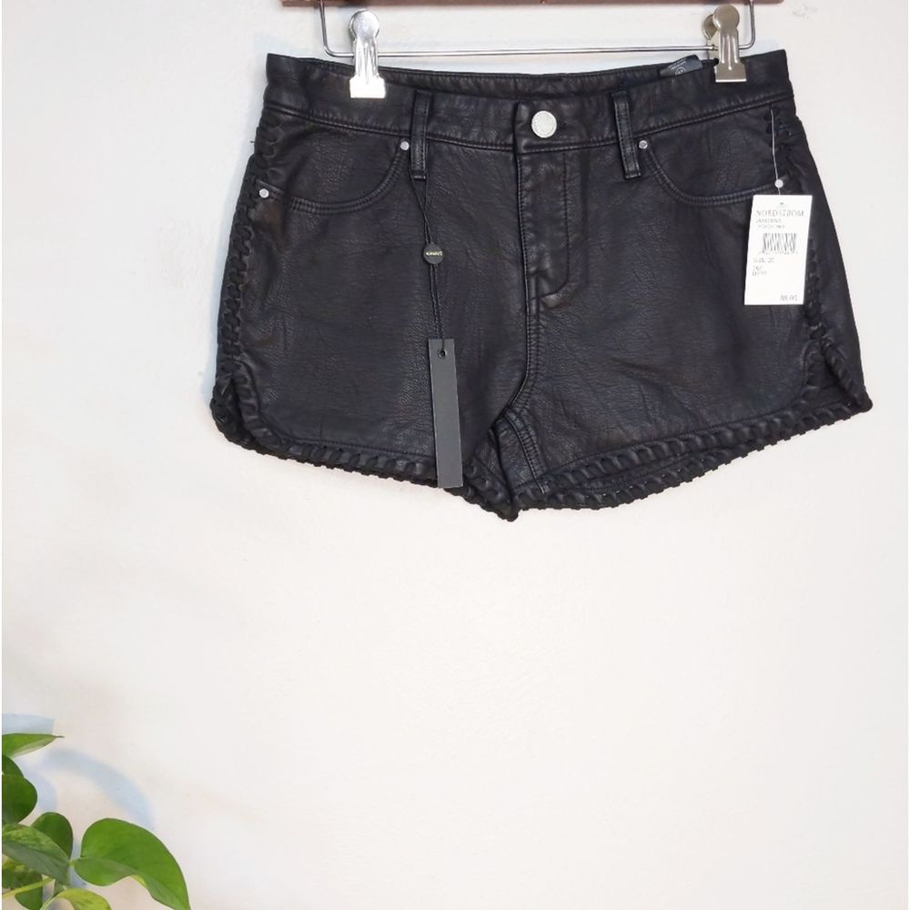 NWT BLANKNYC Denim Lace Up Faux Leather Shorts 26